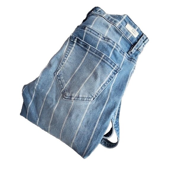 Almost Famous Overall Women's Size Small Striped Side Zip Med Wash ST# M53X-EF - Picture 6 of 16